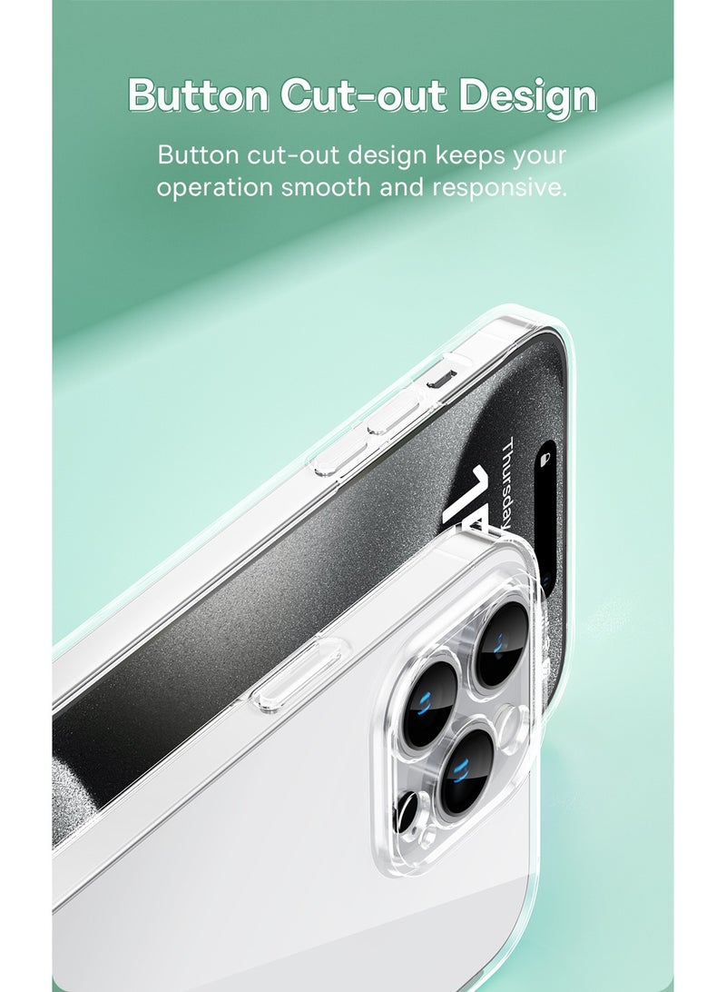 Baseus iPhone 15 Pro Max Magnetic Cover MagSafe Compatible Hybrid Protective Crystal Hard Back Case Shockproof Slim Transparent Case, Anti Yellowing Including Tempered Glass Screen Protector Clear - Image 5