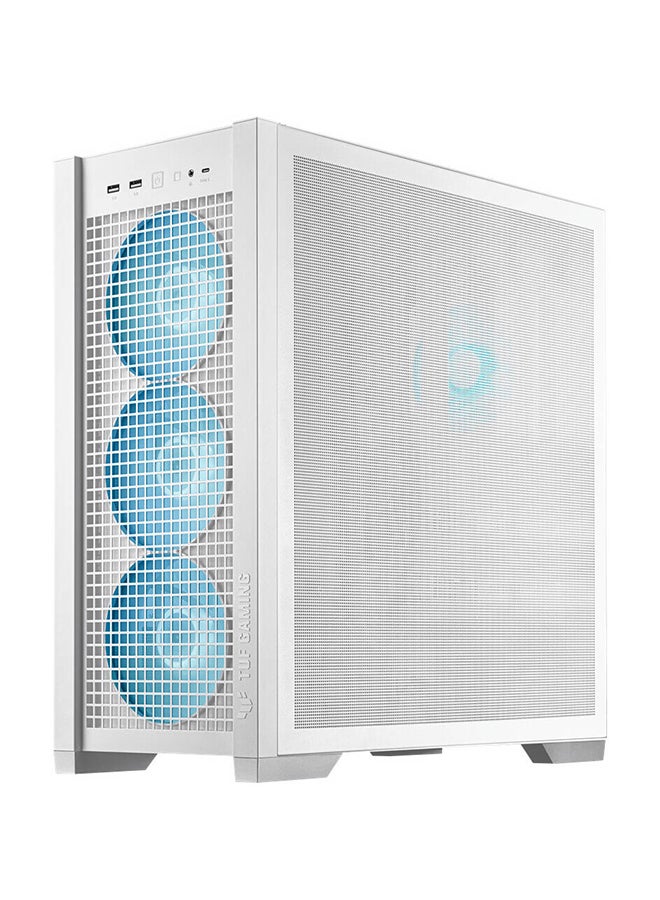 ASUS - TUF Gaming GT302 aRGB Mid Tower Computer Case, 4x Pre-Installed Fan 140mm aRGB Fans, Up to 360mm Radiator & 7x Fan Support, 1x 3.5mm, 2x USB-A, & 1x USB-C I/O, White | 90DC00I3-B19000 - Image 1