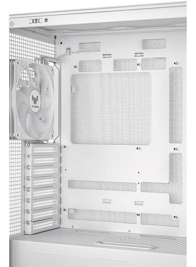 ASUS - TUF Gaming GT302 aRGB Mid Tower Computer Case, 4x Pre-Installed Fan 140mm aRGB Fans, Up to 360mm Radiator & 7x Fan Support, 1x 3.5mm, 2x USB-A, & 1x USB-C I/O, White | 90DC00I3-B19000 - Image 1