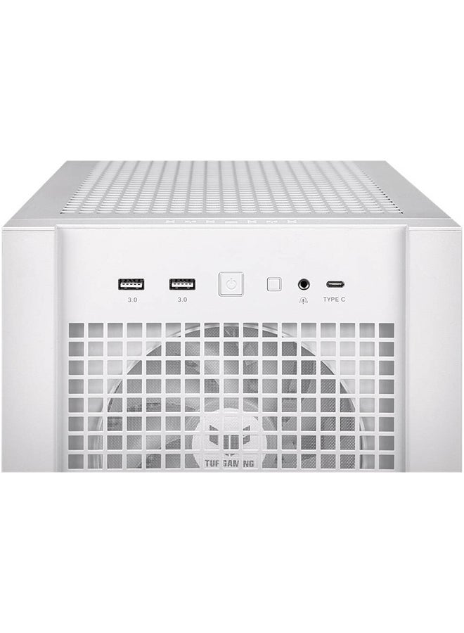 ASUS - TUF Gaming GT302 aRGB Mid Tower Computer Case, 4x Pre-Installed Fan 140mm aRGB Fans, Up to 360mm Radiator & 7x Fan Support, 1x 3.5mm, 2x USB-A, & 1x USB-C I/O, White | 90DC00I3-B19000 - Image 1