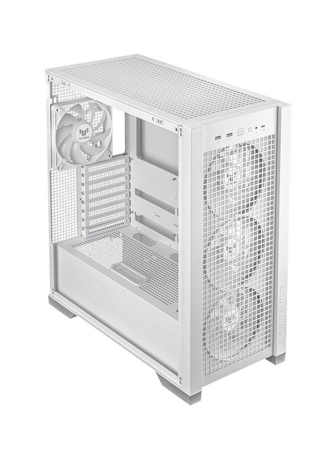 ASUS - TUF Gaming GT302 aRGB Mid Tower Computer Case, 4x Pre-Installed Fan 140mm aRGB Fans, Up to 360mm Radiator & 7x Fan Support, 1x 3.5mm, 2x USB-A, & 1x USB-C I/O, White | 90DC00I3-B19000 - Image 1