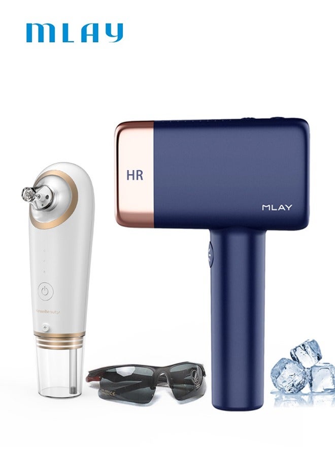 MLAY T14 Painless Ice Compress Laser Hair Removal Device For Whole Body Bikini Line Arm Armpit Face Back Leg Dark Blue - Image 1