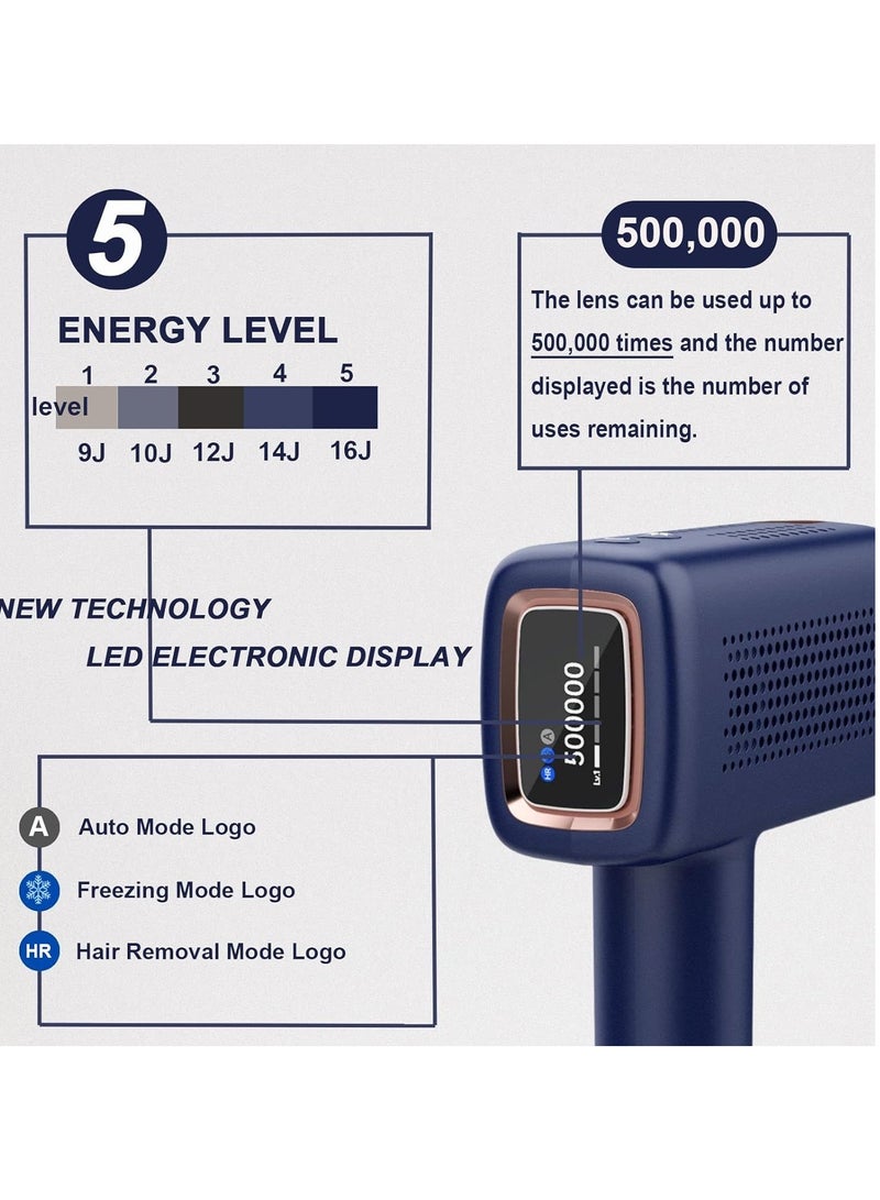 MLAY T14 Painless Ice Compress Laser Hair Removal Device For Whole Body Bikini Line Arm Armpit Face Back Leg Dark Blue - Image 3