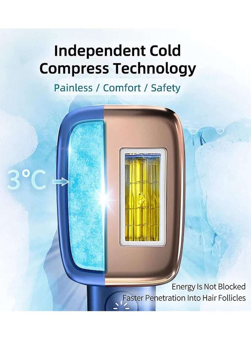 MLAY T14 Painless Ice Compress Laser Hair Removal Device For Whole Body Bikini Line Arm Armpit Face Back Leg Dark Blue - Image 2