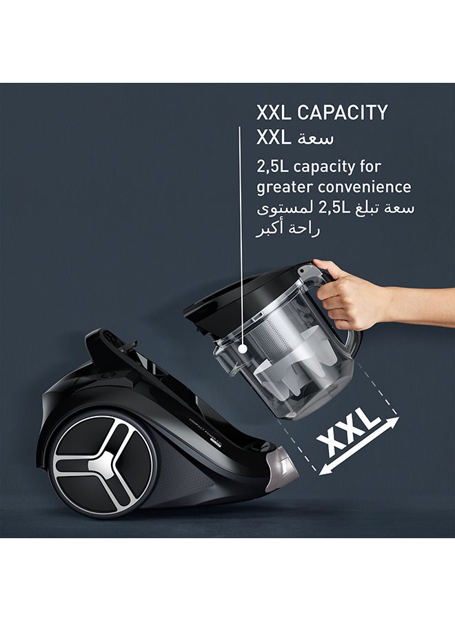 Tefal - Compact Power XXL Bagless Vacuum Cleaner | Classic Kit | 900 W | Max Low Consumption Motor | Advanced 3-Level Cyclonic Filtration | Black & Gray | 2 Years Warranty | TW4B25HA 2.5 L 900 W TW4B25HA Black/Grey - Image 1