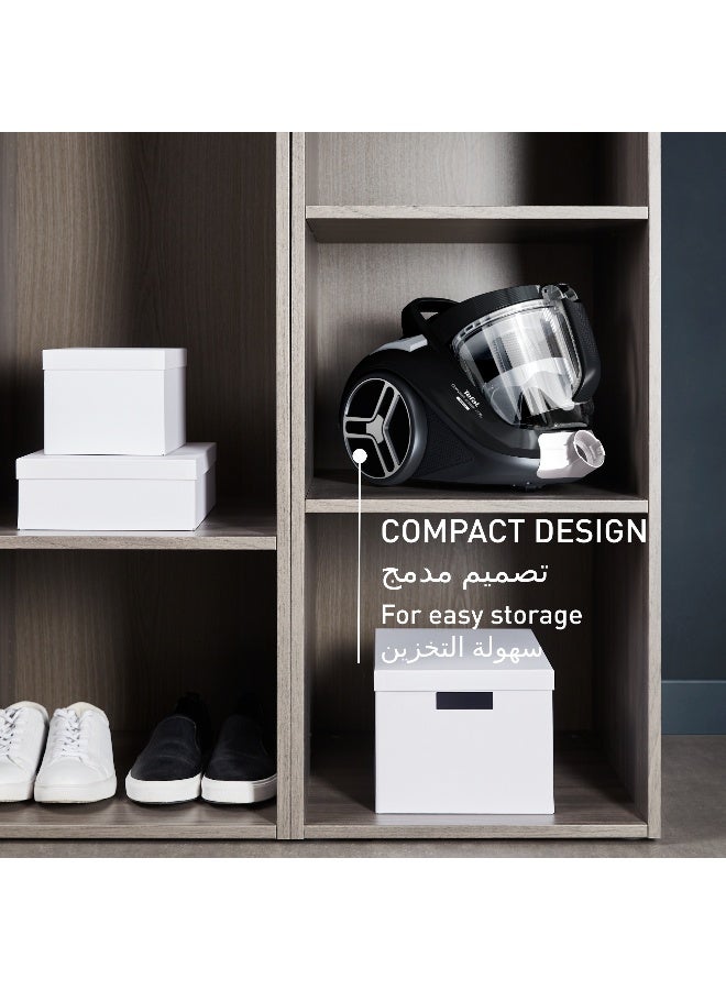 تيفال مكنسة كهربائية بدون كيس Compact Power XXL | مجموعة كلاسيكية | 900 واط | محرك منخفض الاستهلاك | ترشيح إعصاري متقدم بثلاثة مستويات | أسود ورمادي | ضمان لمدة عامين | TW4B25HA - Image 5