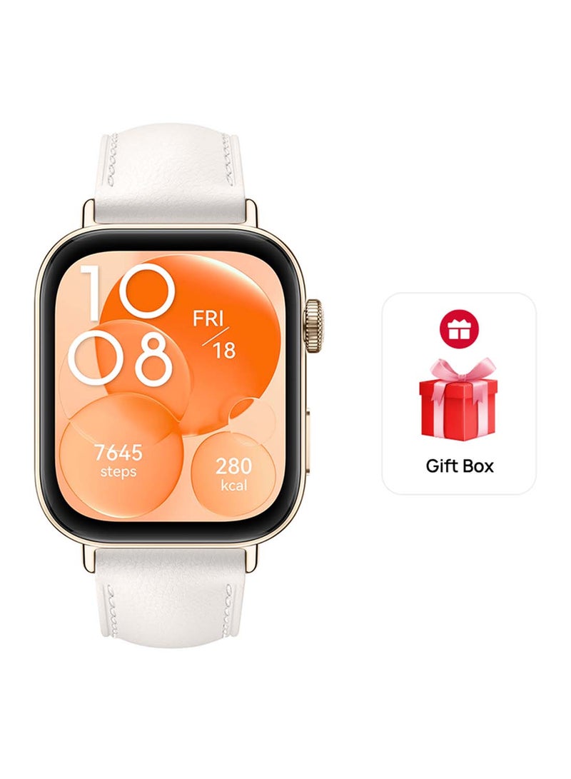 Watch Fit 3, 1.82" AMOLED Display, Ultra-Slim Design, All-Round Fitness Management, Durable Battery Life, Leather Strap, Compatible with iOS & Android + Gift Box Pearl White - pnsku/N70083752V/45/_/1718184670/90d8560b-8700-46d2-9508-a42316b6e97a