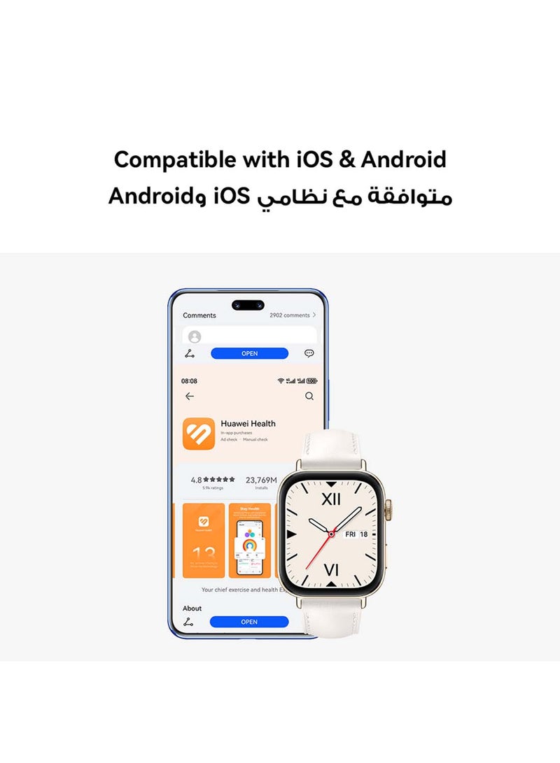 Watch Fit 3, 1.82" AMOLED Display, Ultra-Slim Design, All-Round Fitness Management, Durable Battery Life, Leather Strap, Compatible with iOS & Android + Gift Box Pearl White - pnsku/N70083752V/45/_/1718184671/6d76732e-7ee6-4873-b1e3-23673e77b968