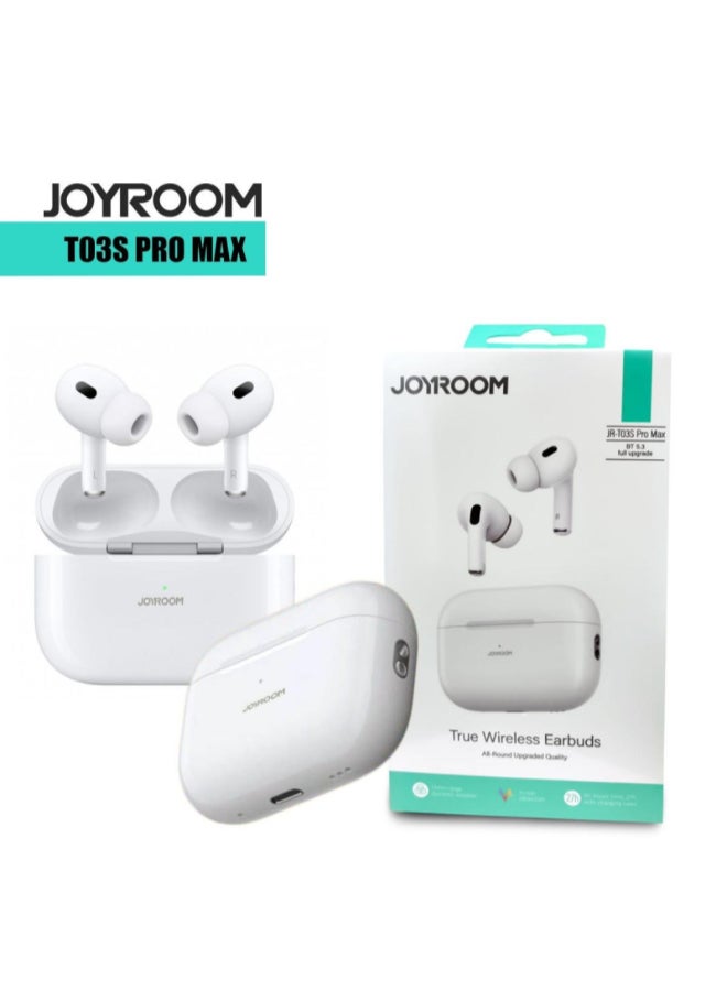 JOYROOM T03S Pro Max True Wireless Earbuds – Dual Mic Enc Noise Reduction, Bluetooth 5.3, Hd Stereo Sound, 30H Battery Life, Touch Control, Fast Charging Case white  - Image 3