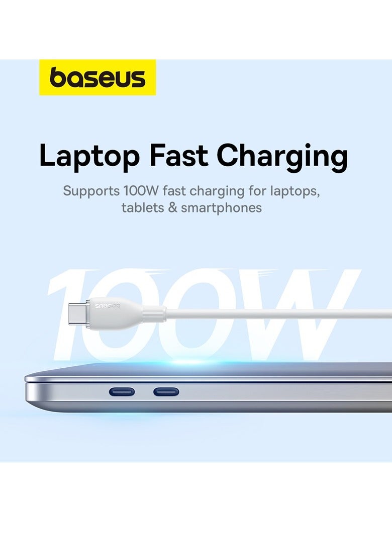 Baseus 100W PD Fast Charging USB C to USB C Cable (2m) with High-Speed Data Transmission 20,000+ Bending Tests Type-C for iPhone 15 Pro/15 Pro Max, MacBook Pro/Air, iPad Pro, Samsung S24/S23 Ultra Etc- White  - Image 2