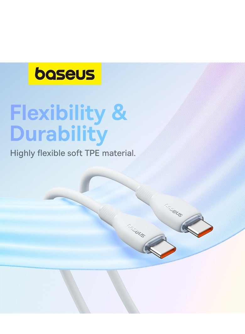 Baseus 100W PD Fast Charging USB C to USB C Cable (2m) with High-Speed Data Transmission 20,000+ Bending Tests Type-C for iPhone 15 Pro/15 Pro Max, MacBook Pro/Air, iPad Pro, Samsung S24/S23 Ultra Etc- White  - Image 4
