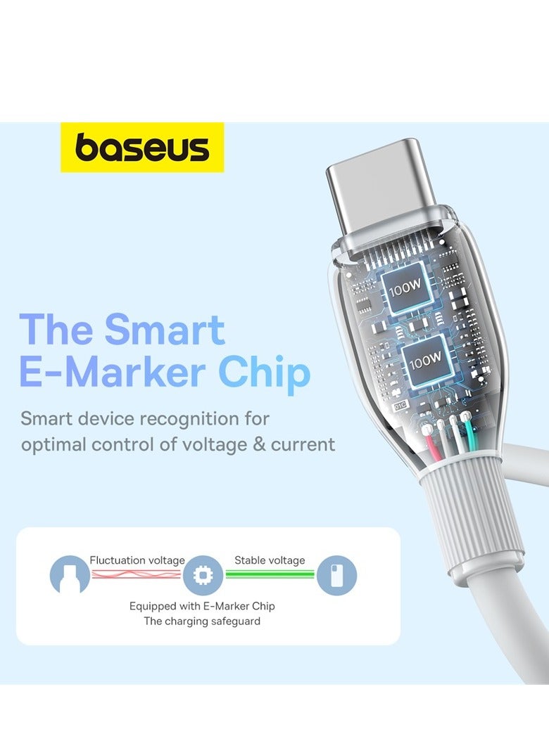 Baseus 100W PD Fast Charging USB C to USB C Cable (2m) with High-Speed Data Transmission 20,000+ Bending Tests Type-C for iPhone 15 Pro/15 Pro Max, MacBook Pro/Air, iPad Pro, Samsung S24/S23 Ultra Etc- White  - Image 3