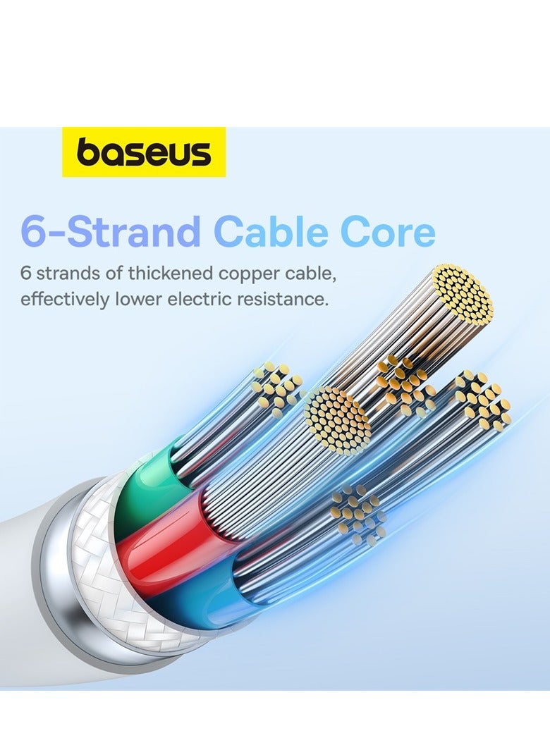 Baseus 100W PD Fast Charging USB C to USB C Cable (2m) with High-Speed Data Transmission 20,000+ Bending Tests Type-C for iPhone 15 Pro/15 Pro Max, MacBook Pro/Air, iPad Pro, Samsung S24/S23 Ultra Etc- White  - Image 5