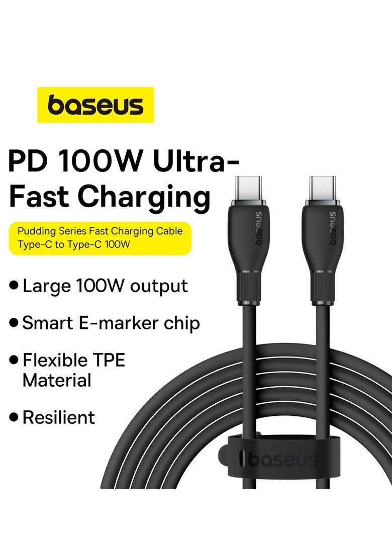 Baseus - 100W PD Fast Charging USB C to USB C Cable (2m) with High-Speed Data Transmission 20,000+ Bending Tests Type-C for iPhone 15 Pro/15 Pro Max, MacBook Pro/Air, iPad Pro, Samsung S24/S23 Ultra Etc- Black - Image 1