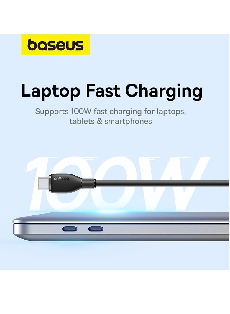 Baseus - 100W PD Fast Charging USB C to USB C Cable (2m) with High-Speed Data Transmission 20,000+ Bending Tests Type-C for iPhone 15 Pro/15 Pro Max, MacBook Pro/Air, iPad Pro, Samsung S24/S23 Ultra Etc- Black - Image 1