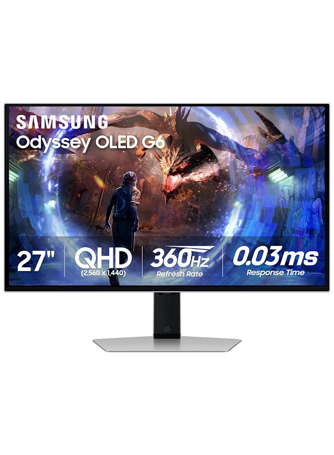 27" Inch Odyssey G6 G60SD Series OLED (2560x1440) QHD With Response Time Upto 1ms, Refresh Rate 360Hz & AMD FreeSync Premium Pro | Anti-Glare | Sleek Metal Design | Gaming Monitor Silver - pnsku/N70083784V/45/_/1739967273/fb94ae0b-324f-40da-90a0-de9fadeda042