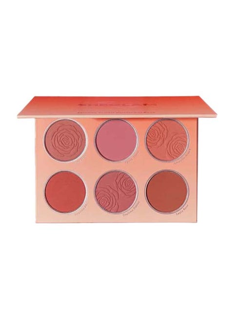 Floral Flush Blush Palette 6-Color Pressed Powder Blush Palette High Pigment Non-Fading Long Lasting Natural Matte Lightweight Blusher Fading Long Lasting Natural Matte Lightweight Blusher