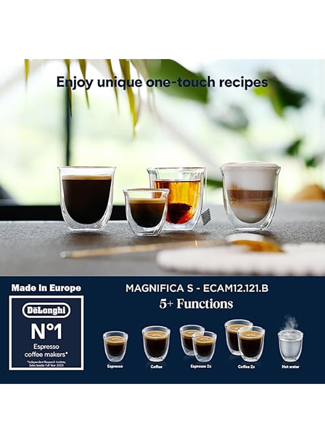 De'Longhi Coffee Machine MAGNIFICA S Fully Automatic Bean to Cup Coffee Machine, 5+ Functions, Ideal for Espresso, Americano, Cappuccino, Latte, Macchiato & Many More Coffee Recipes, 1.8 L 1450 W ECAM12.121.B Black - Image 3