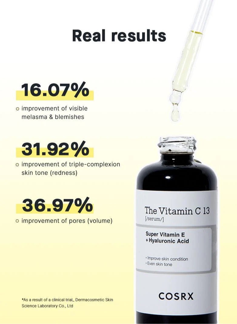 Vitamin C 13 Serum - Daily Gentle Brightening Solution for Sensitive Skin - Fade Blemishes, Dark Spots, and Freckles - Enhance Overall Skin Tone - Refine Texture and Minimize Pores 20ml