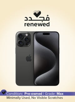 Renewed - iPhone 15 Pro Max 256GB Black Titanium 5G With Facetime - International Version