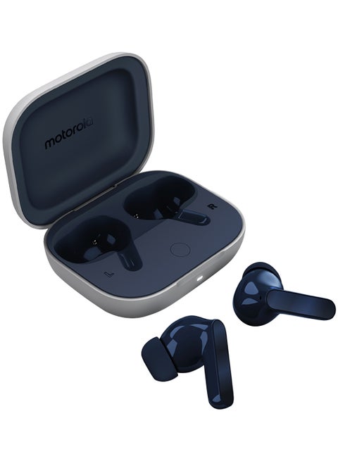Moto Buds Wireless Earphone, Tws Bluetooth Earbuds, Anc, Dolby Atmos, Unique Design, Hi-Res Sound, Quick Charge, Long Battery Life, Water Resistant Starlight Blue