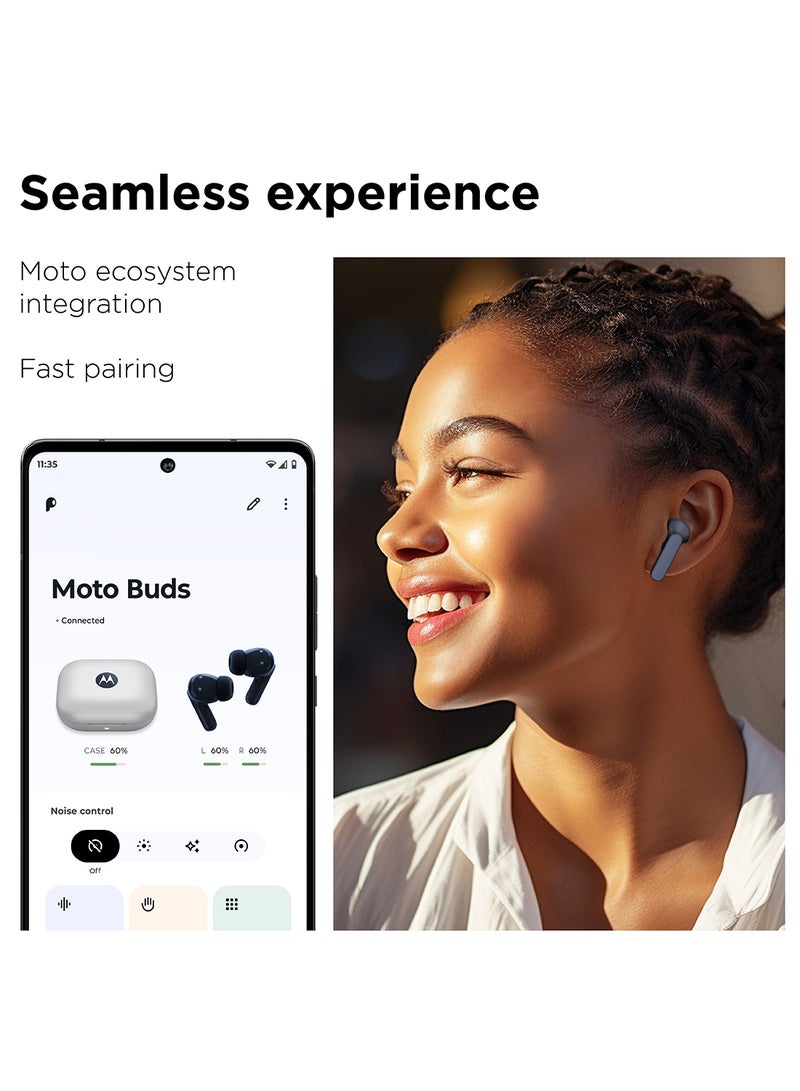 Motorola - Moto Buds Wireless Earphone, Tws Bluetooth Earbuds, Anc, Dolby Atmos, Unique Design, Hi-Res Sound, Quick Charge, Long Battery Life, Water Resistant Coral Peach - Image 1