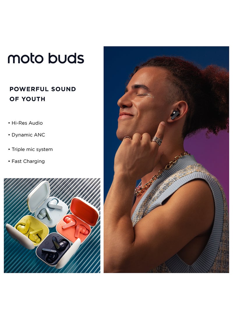 Motorola - Moto Buds Wireless Earphone, Tws Bluetooth Earbuds, Anc, Dolby Atmos, Unique Design, Hi-Res Sound, Quick Charge, Long Battery Life, Water Resistant Coral Peach - Image 1