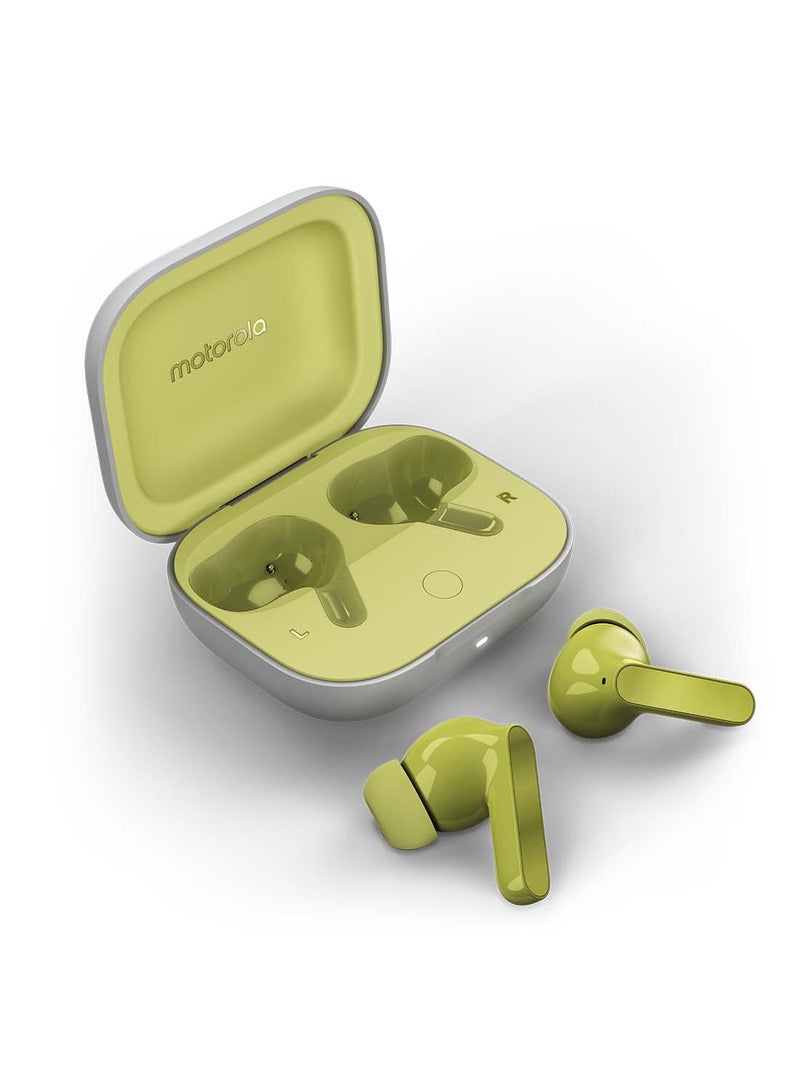 Motorola - Moto Buds Wireless Earphone, Tws Bluetooth Earbuds, Anc, Dolby Atmos, Unique Design, Hi-Res Sound, Quick Charge, Long Battery Life, Water Resistant Kiwi Green - Image 1