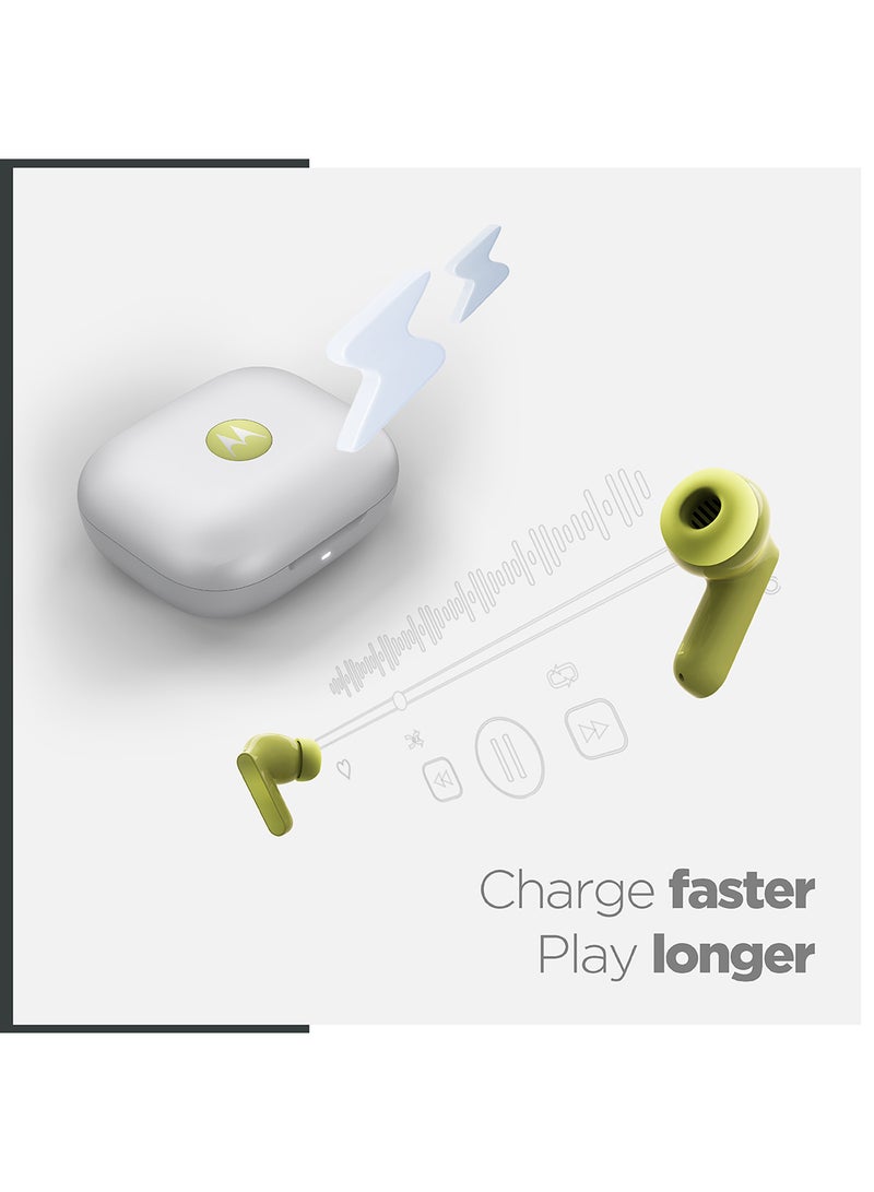 Motorola - Moto Buds Wireless Earphone, Tws Bluetooth Earbuds, Anc, Dolby Atmos, Unique Design, Hi-Res Sound, Quick Charge, Long Battery Life, Water Resistant Kiwi Green - Image 1