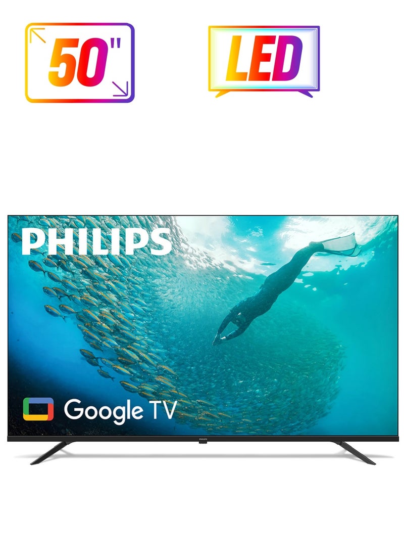 Philips - 50 Inch 4K Ultra HD Smart Google TV with Hands-Free Voice Control Dolby Vision Atmos HDR10 with built-in Google Assistant (2024 Model) 50PUT7129/56 Black 50PUT7129/56 Black - Image 1