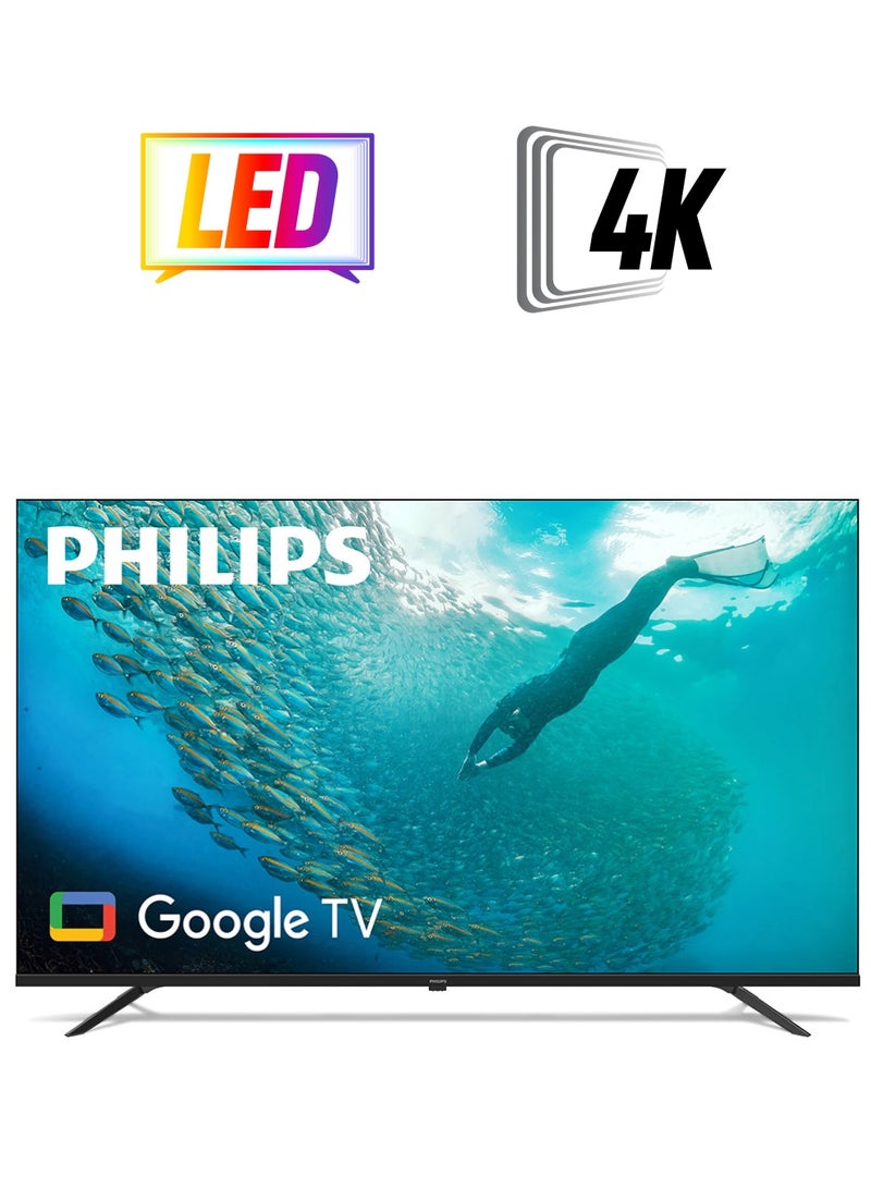 Philips 50 Inch 4K Ultra HD Smart Google TV with Hands-Free Voice Control Dolby Vision Atmos HDR10 with built-in Google Assistant (2024 Model) 50PUT7129/56 Black 50PUT7129/56 Black  - Image 1
