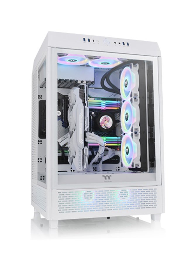 Thermaltake The Tower 500 Tempered Glass Snow Mid Tower E-ATX Case, SPCC Material, 9 Expansion Slots, 120mm Fan Support, 360mm Radiator Support, Drive Bays, White | CA-1X1-00M6WN-00 White  - Image 1