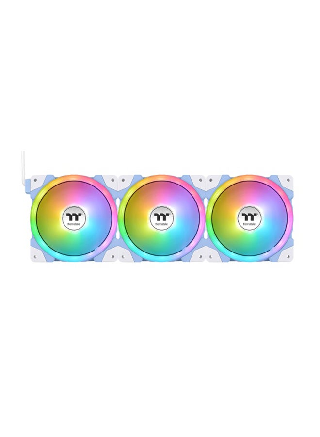 Thermaltake - Swafan EX12 aRGB Sync PC Cooling TT Premium Edition Fan, 500 - 2000 RPM, Hydraulic Bearing, 57.11 CFM Standard & 56.26 Reverse Fan Blade, Pack of 3, CL-F183-PL12BU-A | Hydrangea Hydrangea Blue - Image 1