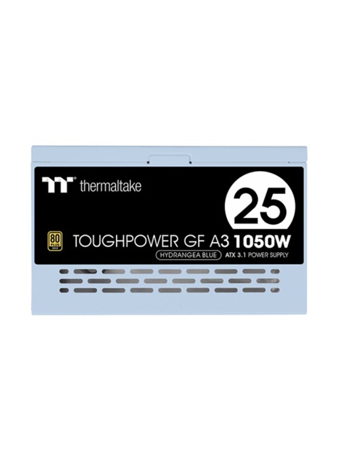 Thermaltake - Toughpower GF A3 Hydrangea Blue 1050W - TT Premium Edition Power Supply, 80 Plus Gold Efficiency, Technology X Fashion Performance, PCIe Gen 5 Ready, Fully Modular Low-Profile Cables, Fully Compatible with Intel ATX 3.1 Standards, Japanese Main Capacitor, Active PFC, 120mm FDB Fan, PS-TPD-1050FNFAGK-B Hydrangea Blue - Image 1