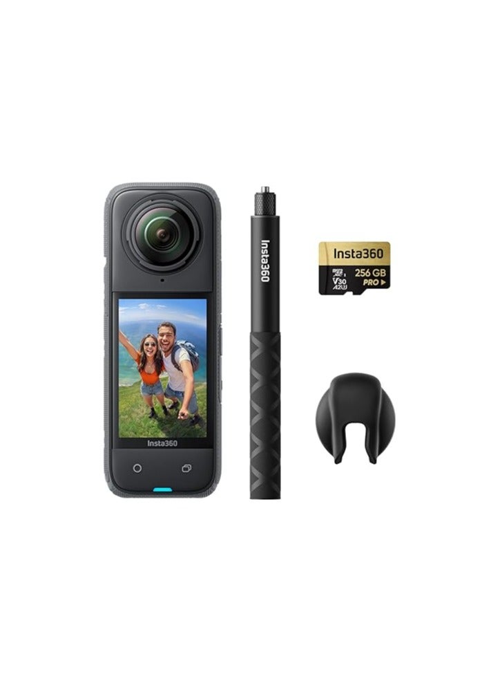 Insta360 - X4 Get-Set Bundle - 8K Waterproof 360 Action Camera, 4K Wide-Angle Video, Invisible Selfie Stick, Removable Lens Guards, 135 Min Battery Life, AI Editing, Stabilization - Image 1