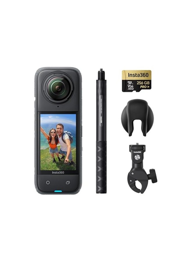Insta360 - X4 Motorcycle Bundle- 8K Waterproof 360 Action Camera, 4K Wide-Angle Video, Invisible Selfie Stick, Removable Lens Guards, 135 Min Battery Life, AI Editing, Stabilization, For Sports, Travel - Image 1