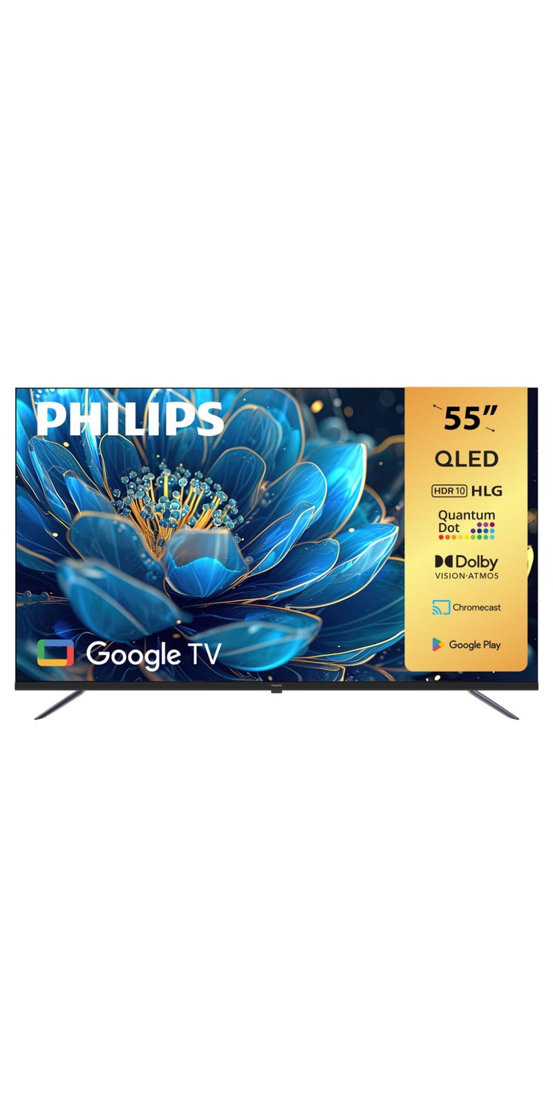 Philips 55 inch QLED 4K Google Smart TV 55PQT8169/56 Black - Image 1