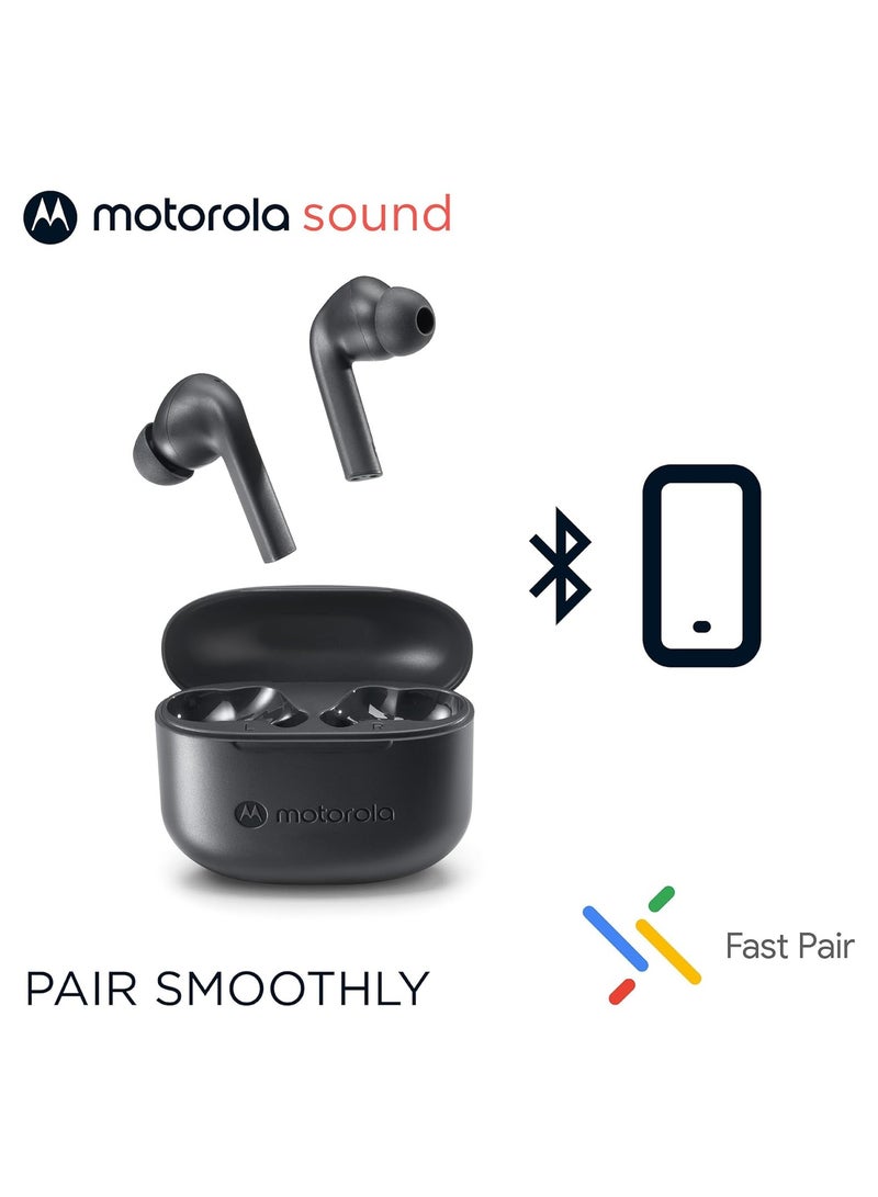 موتورولا Moto Buds 065 سماعات أذن لاسلكية حقيقية معزولة للضوضاء و17 ساعة من وقت التشغيل والتحكم باللمس على كلتا السماعتين IPX4 وميكروفون ENC المقاوم للماء لإجراء مكالمات صوتية واضحة  - Image 4