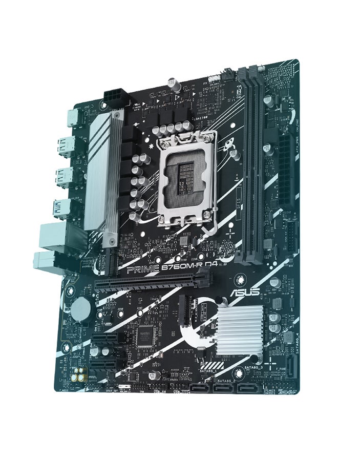 ASUS - PRIME B760M-R D4 LGA 1700 Micro-ATX Motherboard, 2xDDR4 DIMM, Max 64GB Memory, PCIe 4.0 x16, Realtek 2.5Gb Ethernet, HDMI, USB 3.2 Gen 1, Aura Sync | 90MB1HA0-M0EAY0 - Image 1