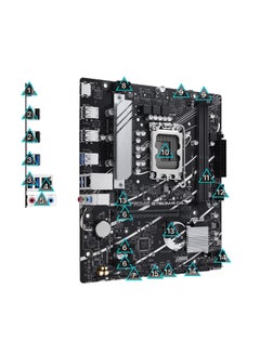 أسوس اللوحة الأم PRIME B760M-R D4 LGA 1700 Micro-ATX، 2xDDR4 DIMM، ذاكرة بحد أقصى 64 جيجابايت، PCIe 4.0 x16، Realtek 2.5Gb Ethernet، HDMI، USB 3.2 Gen 1، Aura Sync | 90MB1HA0-M0EAY0  - Image 3
