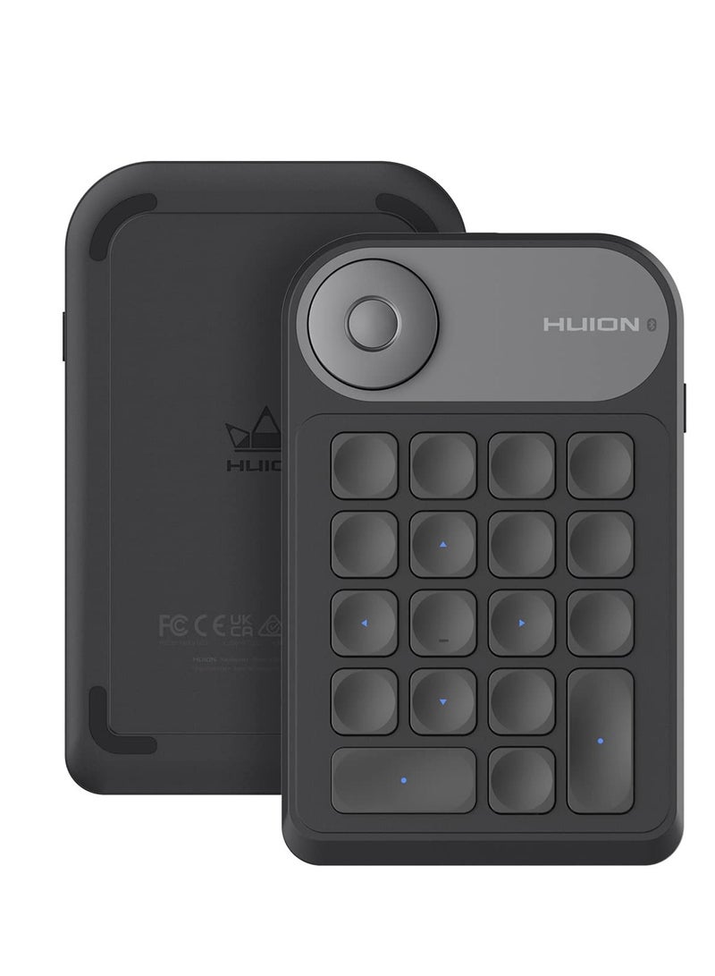 HUION Keydial Mini Bluetooth Programmable Keypad With Dial 5 Keys, Anti-ghosting, 18 Customized Keys Black  - Image 1