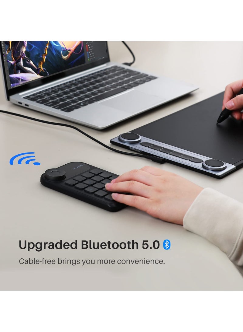 HUION Keydial Mini Bluetooth Programmable Keypad With Dial 5 Keys, Anti-ghosting, 18 Customized Keys Black  - Image 3