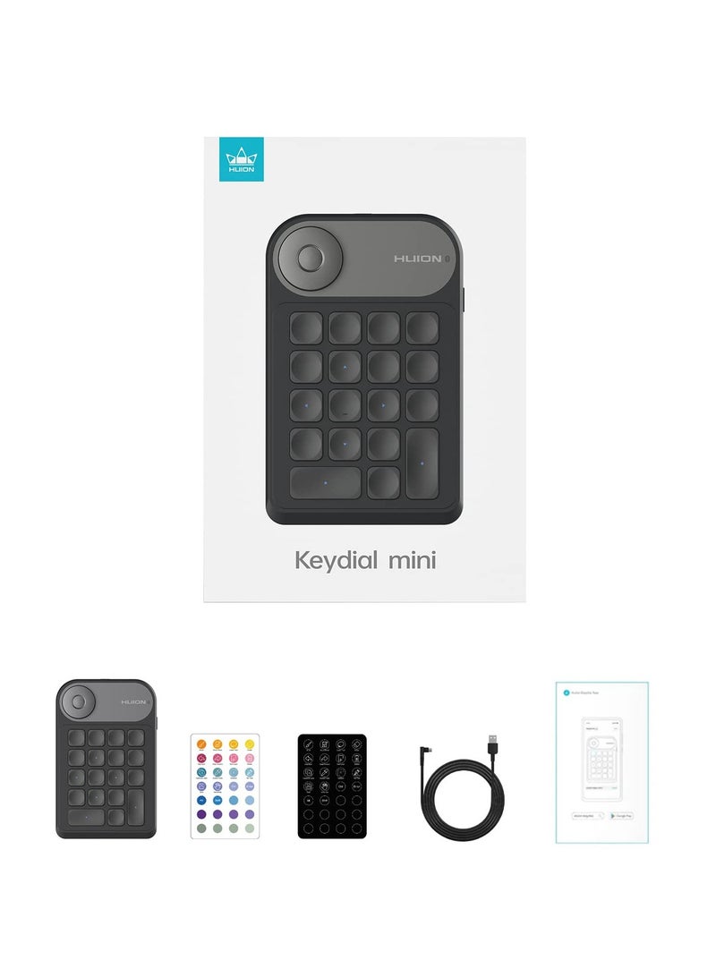 HUION - Keydial Mini Bluetooth Programmable Keypad With Dial 5 Keys, Anti-ghosting, 18 Customized Keys Black - Image 1