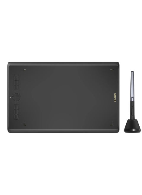 H610X Drawing Graphics Tablet 10 x 6.25 inch 8 Multimedia Keys Battery-Free Stylus Black
