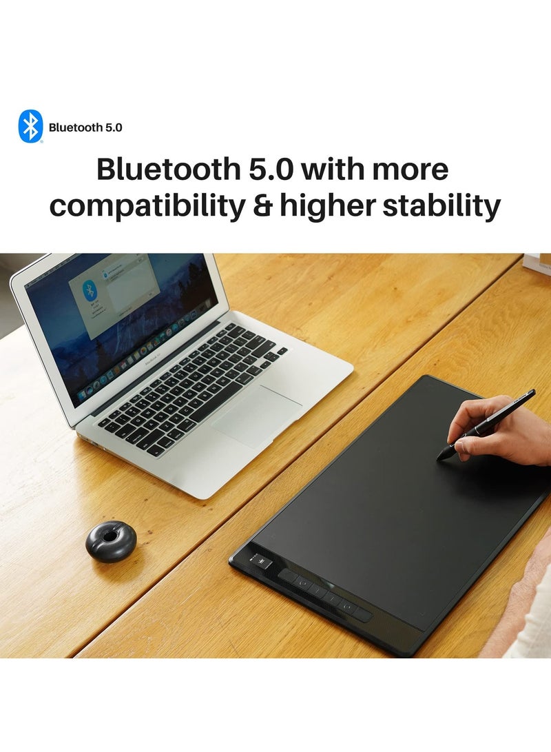 HUION - Inspiroy Giano G930L Wireless Graphics Drawing Tablet With Smart Mini LCD Screen And PW517 8192 Levels Pressure Battery-Free Stylus, 13.6 inches Bluetooth Digital Pen Tablet Black - Image 1