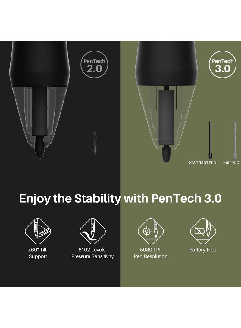 HUION - Inspiroy Giano G930L Wireless Graphics Drawing Tablet With Smart Mini LCD Screen And PW517 8192 Levels Pressure Battery-Free Stylus, 13.6 inches Bluetooth Digital Pen Tablet Black - Image 1