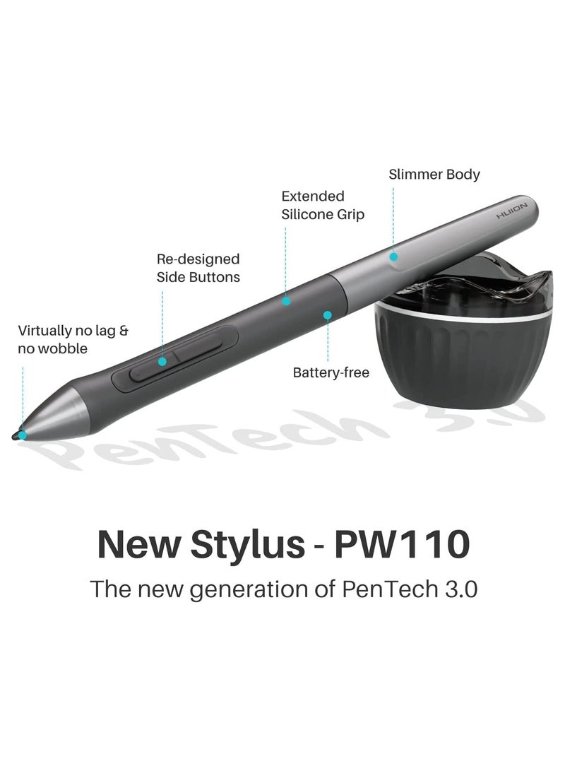 HUION Graphics Drawing Tablet Inspiroy 2 Small With Scroll Wheel 6 Customized Keys Battery-Free Stylus For Digital Drawing, Design, Animation, 6x4inch Art Tablet Black  - Image 4