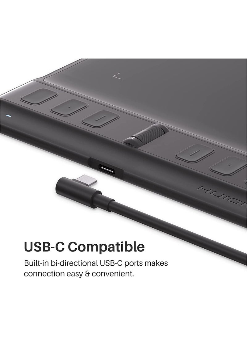 HUION - Graphics Drawing Tablet Inspiroy 2 Small With Scroll Wheel 6 Customized Keys Battery-Free Stylus For Digital Drawing, Design, Animation, 6x4inch Art Tablet Black - Image 1