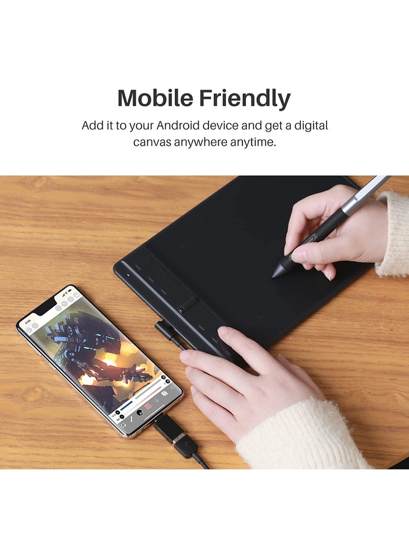 HUION Graphics Drawing Tablet Inspiroy 2 Small With Scroll Wheel 6 Customized Keys Battery-Free Stylus For Digital Drawing, Design, Animation, 6x4inch Art Tablet Black  - Image 2