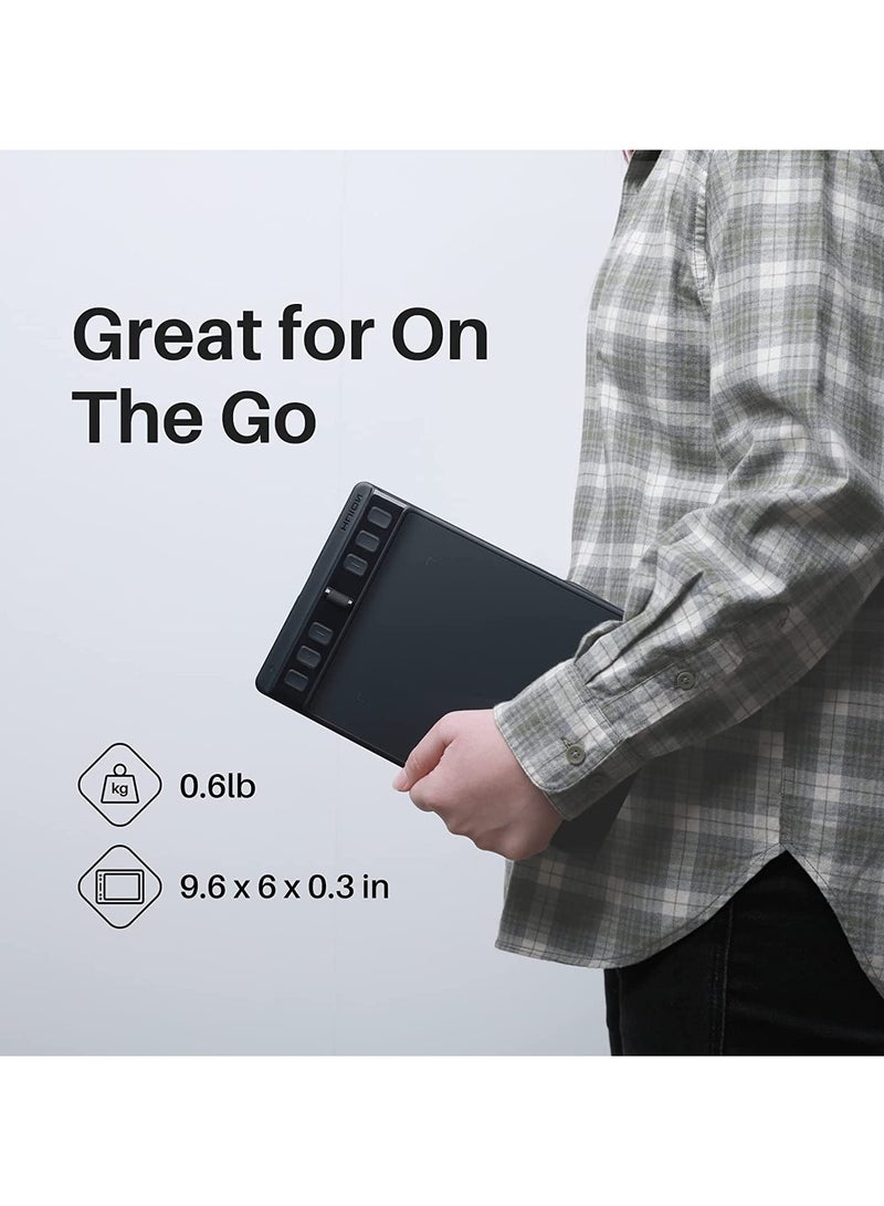 HUION - Graphics Drawing Tablet Inspiroy 2 Small With Scroll Wheel 6 Customized Keys Battery-Free Stylus For Digital Drawing, Design, Animation, 6x4inch Art Tablet Black - Image 1